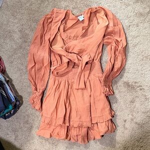 Princess Polly Long Sleeve Dress in Peach